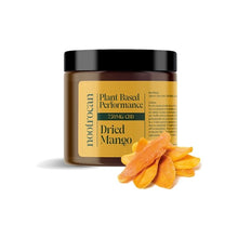 Load image into Gallery viewer, A jar with a black lid labeled "Nootrocan 750mg Full Spectrum CBD Nootropic Dried Fruits" showing a capacity of 300g. Next to the jar are several dried fruit slices. The label has a yellow background with black text, highlighting its nootropic benefits.