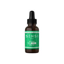Load image into Gallery viewer, A brown glass bottle with a black dropper cap labeled "Sensi 500mg CBD Broad-Spectrum Tincture Oil 30ml (2pack)." The label is green with a honeycomb pattern, indicating it is derived from organically cultivated hemp.