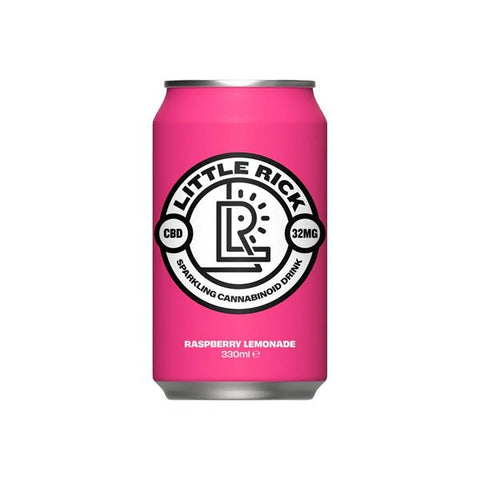 12 x Little Rick 32mg CBD (CBG) Sparkling 330ml Raspberry Lemonade - Associated CBD