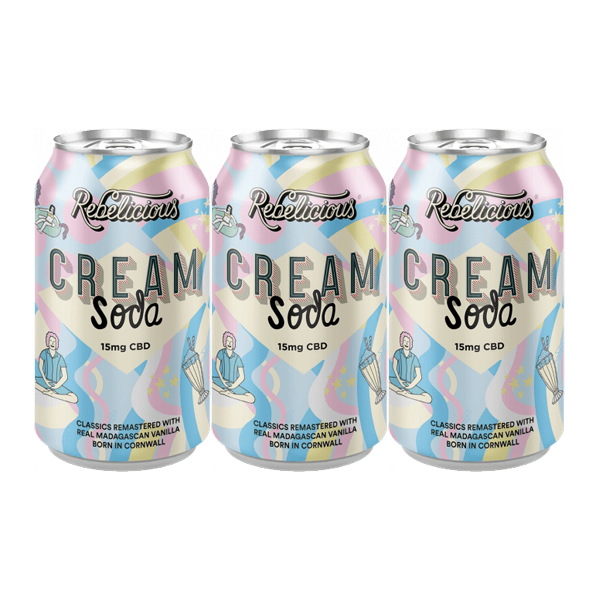 12 x Rebelicious Cream Soda Sparkling Soft Drink - 330ml - Associated CBD