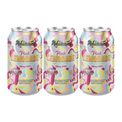 12 x Rebelicious Pink Lemonade Sparkling Soft Drink - 330ml - Associated CBD