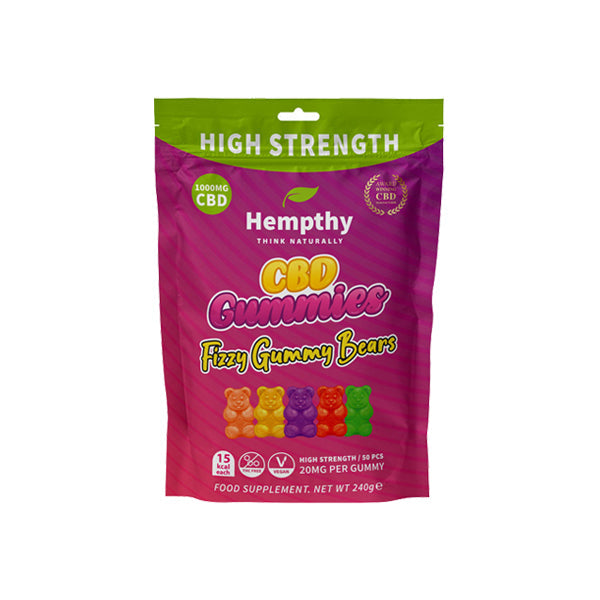 Hempthy 1000mg CBD Fizzy Gummy Bears Gummies - 50 Pieces