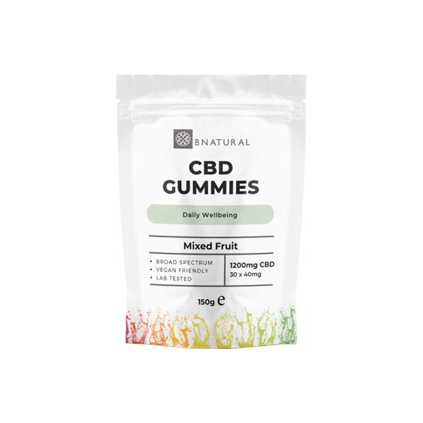 Bnatural 1200mg Broad Spectrum CBD Mixed Fruit Gummies - 30 Pieces - Associated CBD