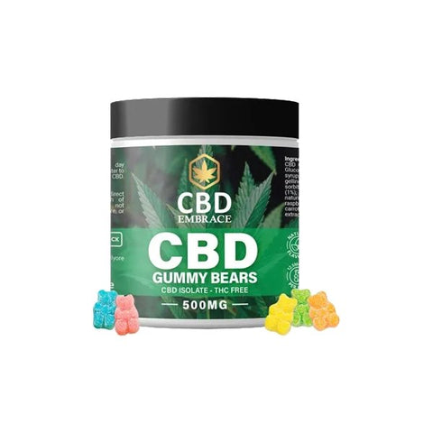 CBD Embrace 500mg CBD Isolate Gummy Bears - 40 Pieces - Associated CBD