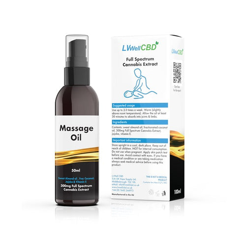 LVWell CBD 300mg 100ml Massage Oil - Associated CBD