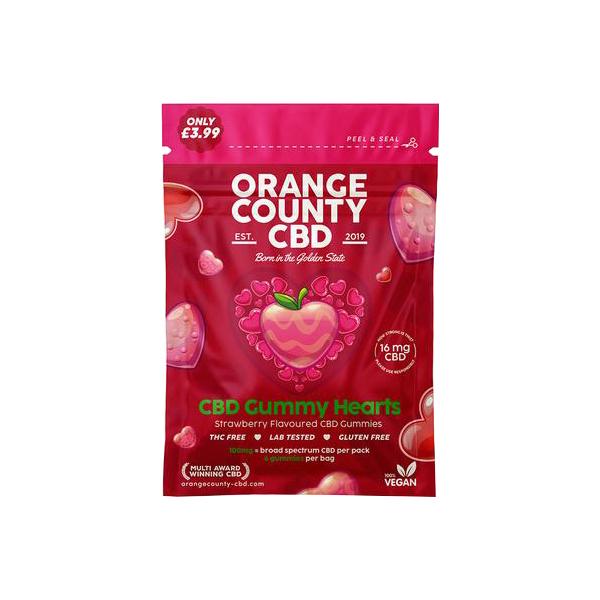 Orange County CBD 100mg Mini CBD Gummy Hearts - 6 Pieces - Associated CBD